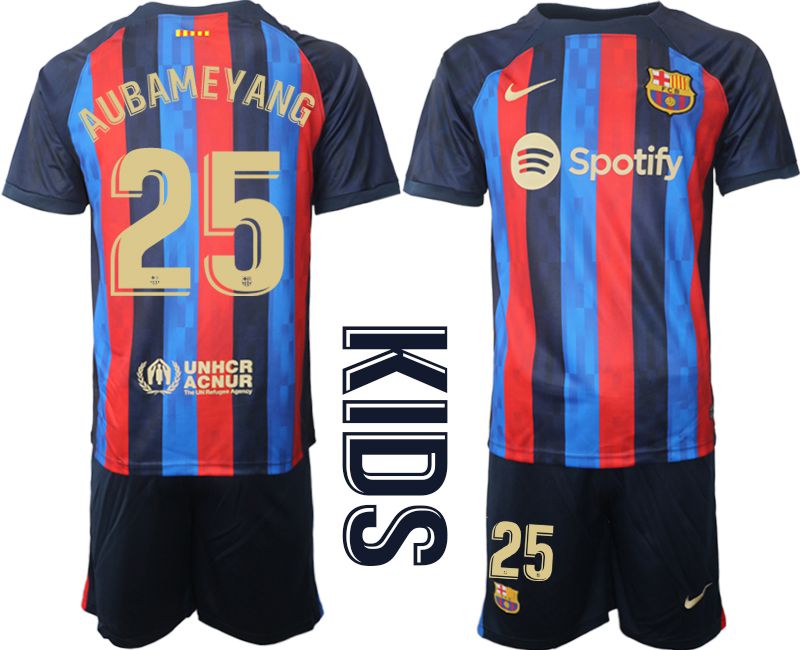 Cheap Youth 2022-2023 Club Barcelona home blue 25 Soccer Jersey